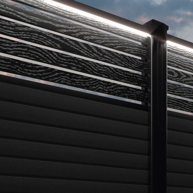 Hudson Aspen Fence Panel - Black - with our aluminium posts