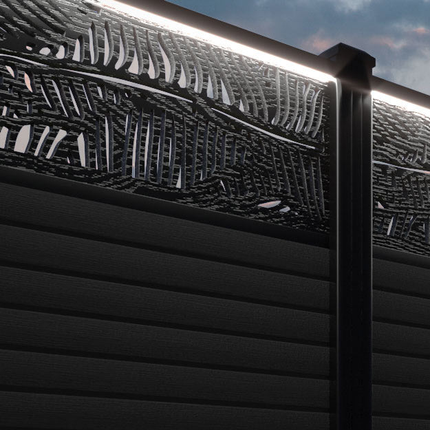 Hudson Feather Fence Panel - Black - with our composite posts