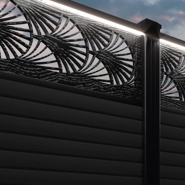 Hudson Laurel Fence Panel - Black - with our composite posts