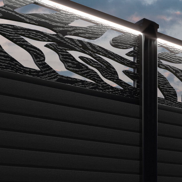 Hudson Malawi Fence Panel - Black - with our aluminium posts