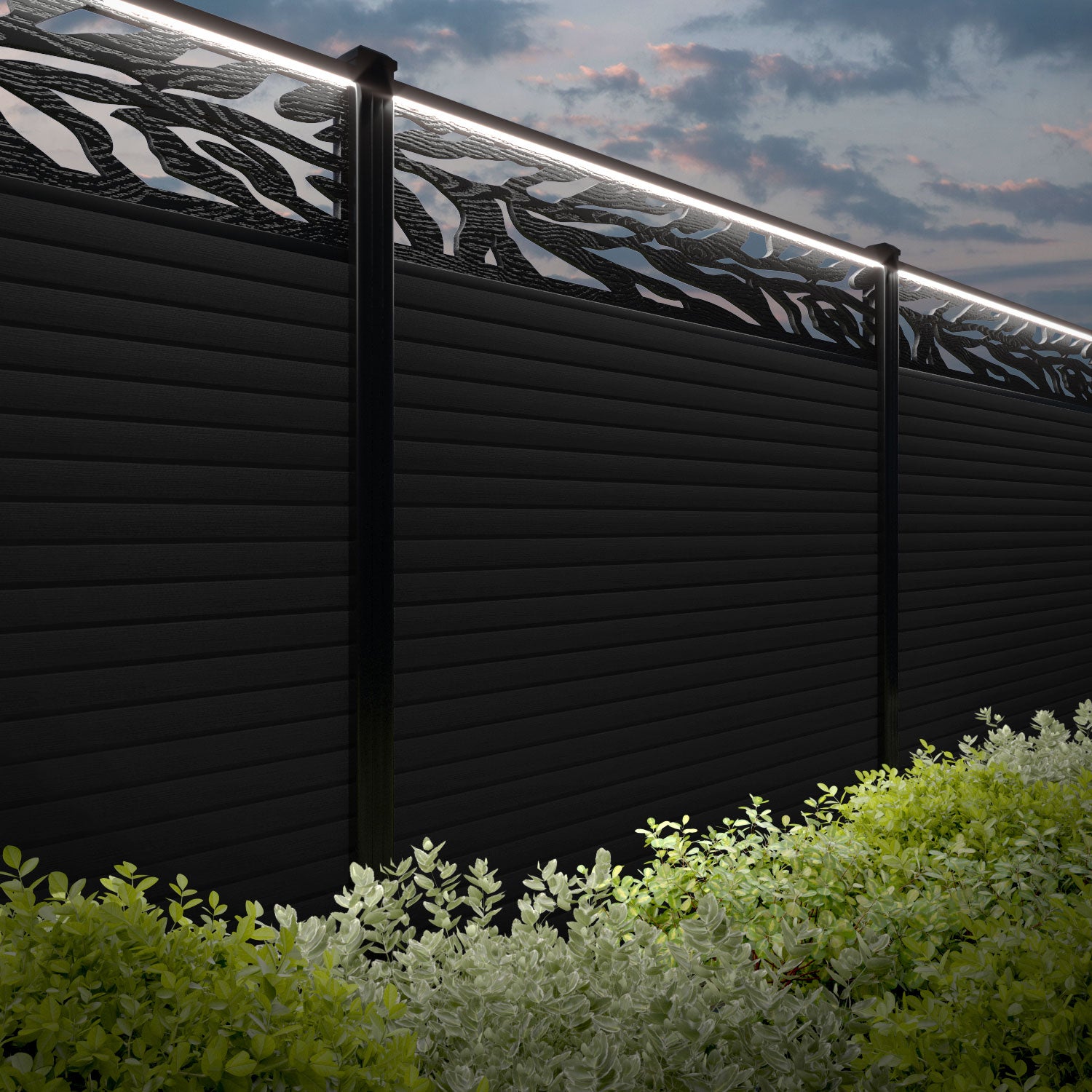 Hudson Malawi Fence Panel - Black - with our aluminium posts