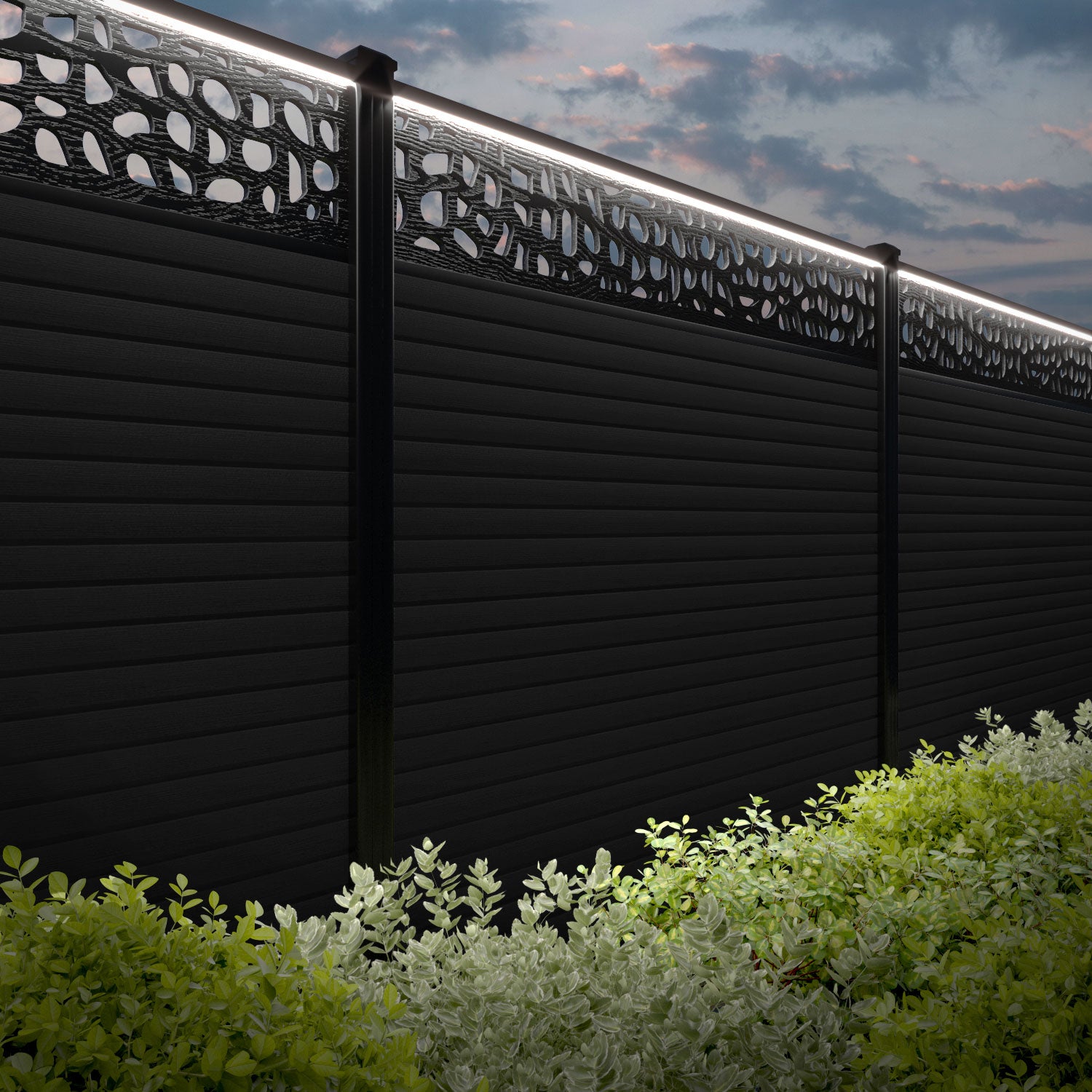 Hudson Pebble Fence Panel - Black - with our composite posts
