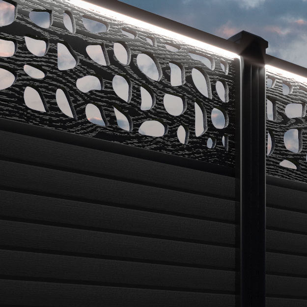 Hudson Pebble Fence Panel - Black - with our composite posts