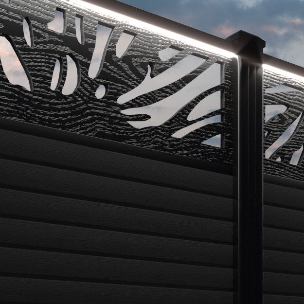 Hudson Poppy Fence Panel - Black - with our aluminium posts