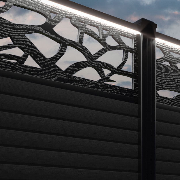 Hudson Twilight Fence Panel - Black - with our composite posts