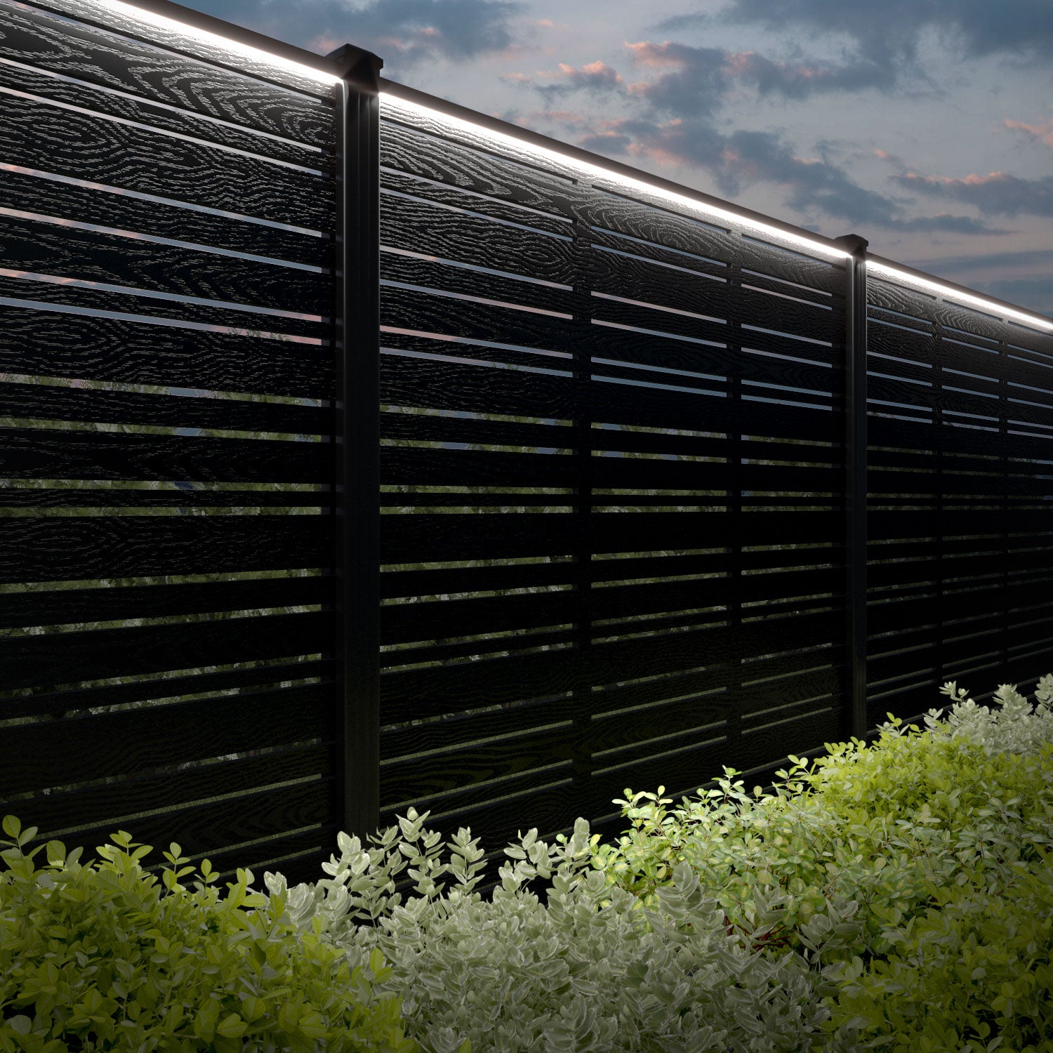 Linea slatted fence (inc aluminium posts) – Charles & Ivy