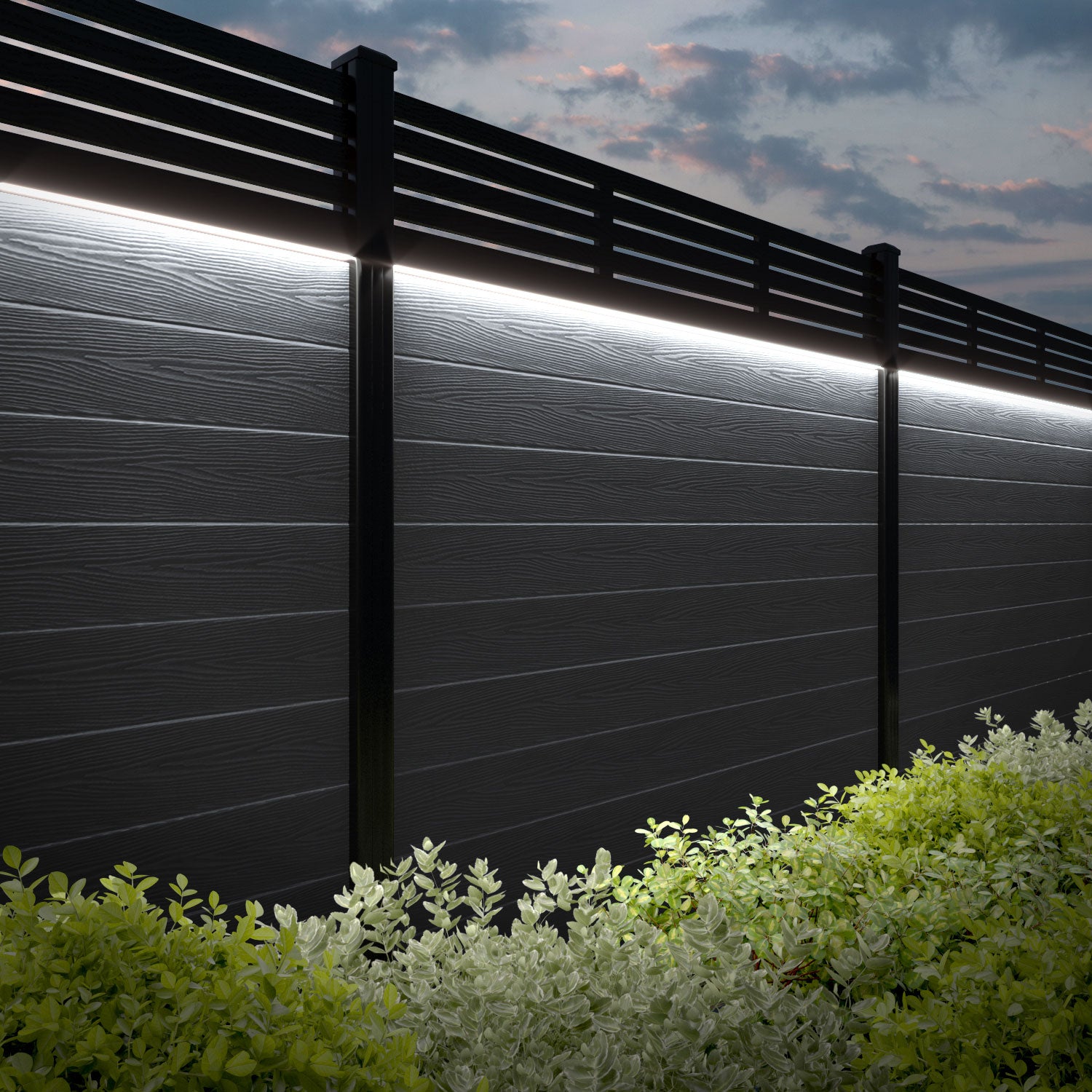 Classic Aspen Fence Panel - Anthracite - with our aluminium posts