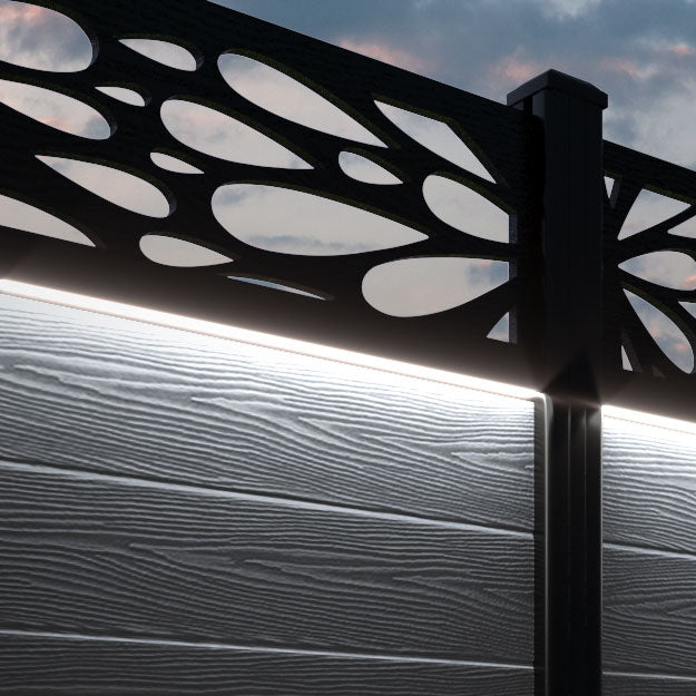 Classic Blossom Fence Panel - Anthracite - with our composite posts