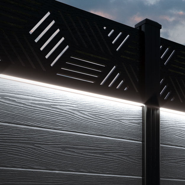 Classic Cubed Fence Panel - Anthracite - with our aluminium posts