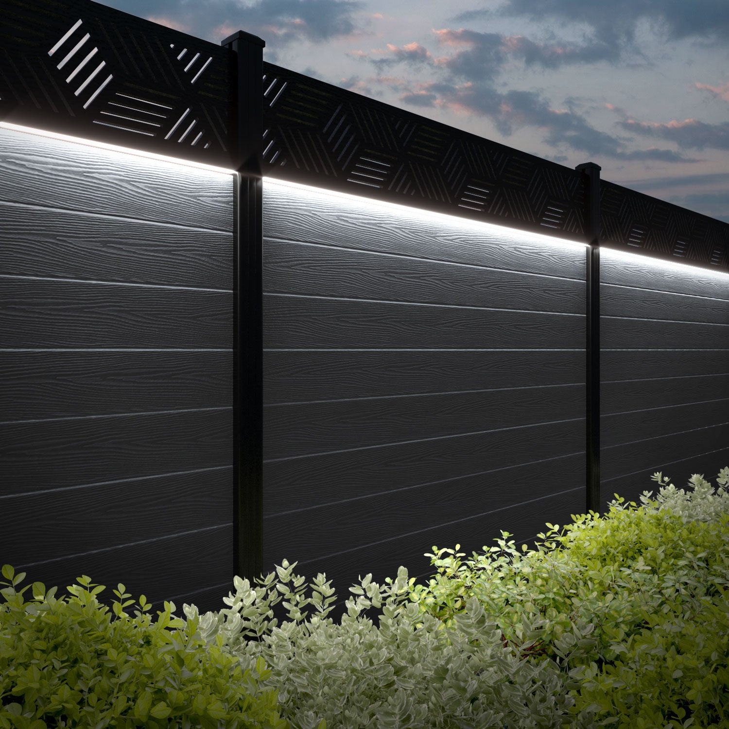Classic Cubed Fence Panel - Anthracite - with our composite posts
