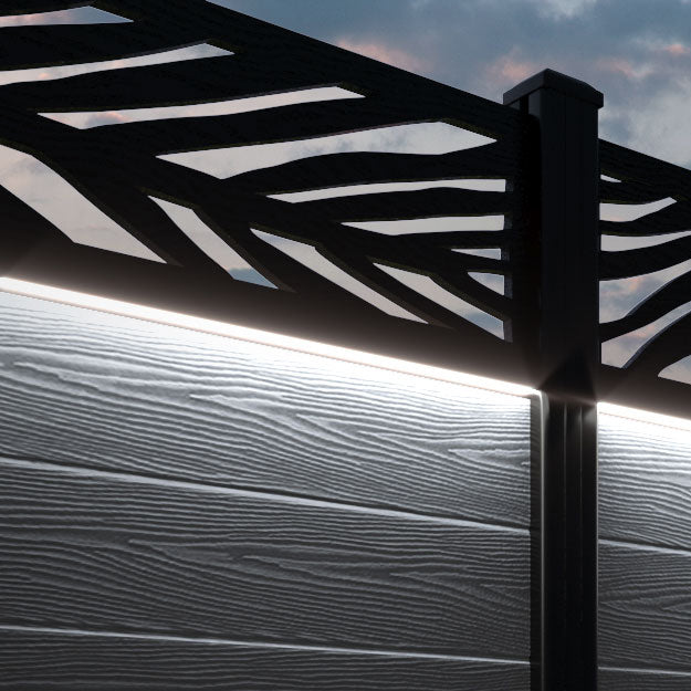 Classic Palm Fence Panel - Anthracite - with our aluminium posts