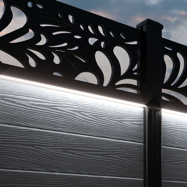 Classic Petal Fence Panel - Anthracite - with our aluminium posts