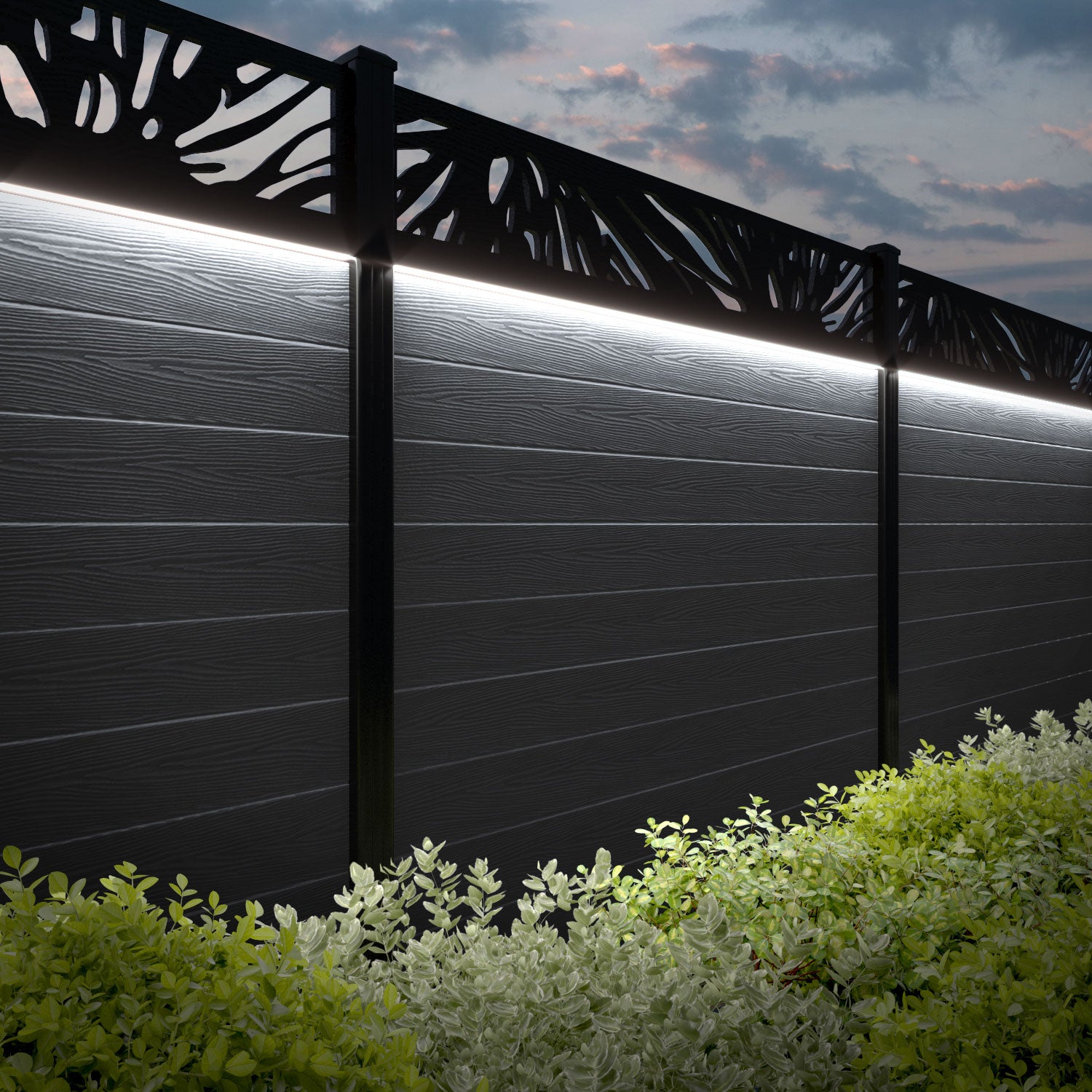 Classic Poppy Fence Panel - Anthracite - with our aluminium posts