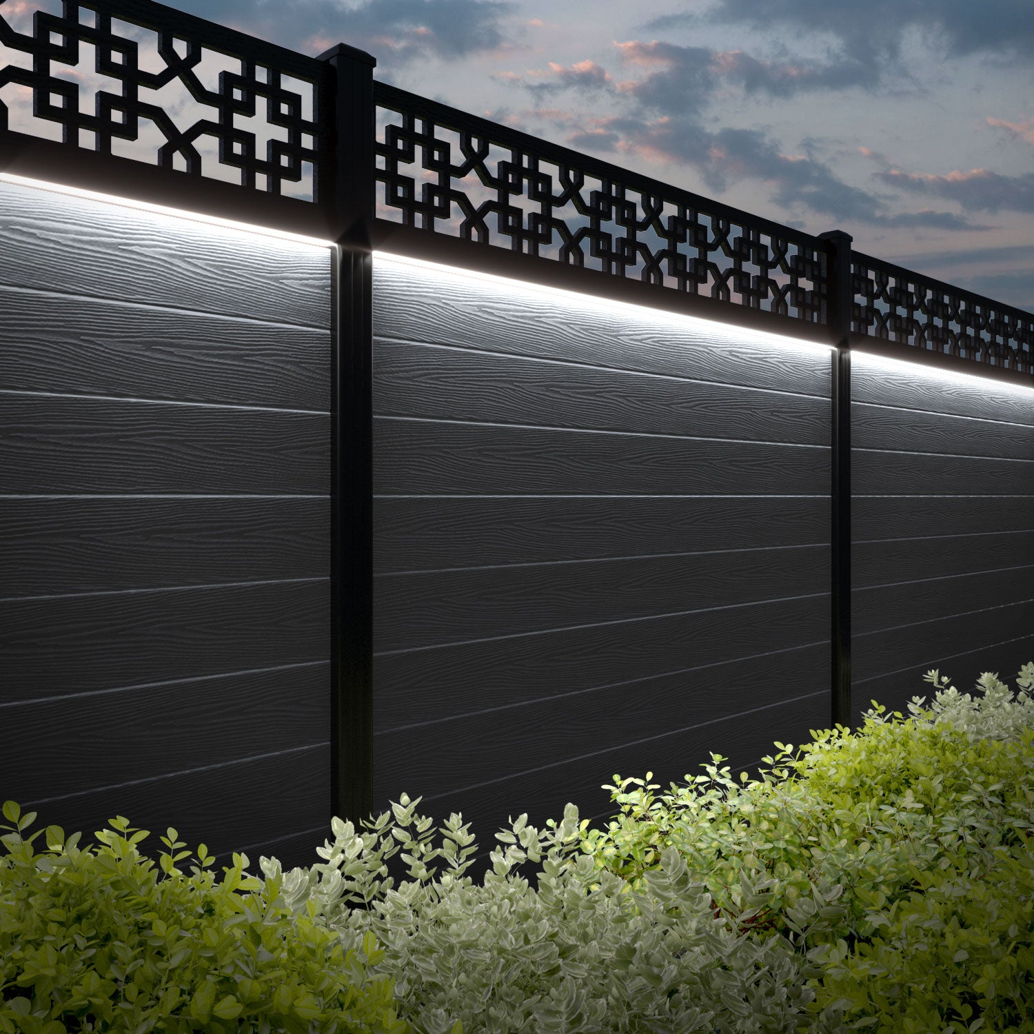 Classic Zaria Fence Panel - Anthracite - with our aluminium posts