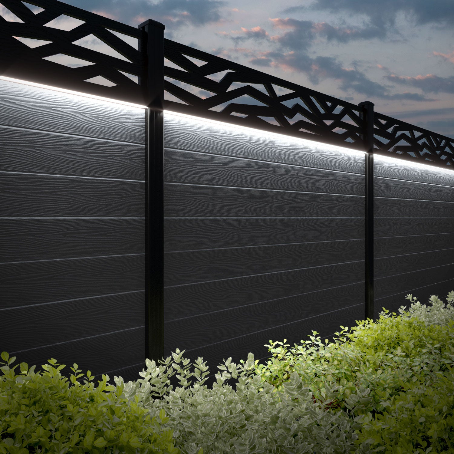 Classic Zenith Fence Panel - Anthracite - with our aluminium posts