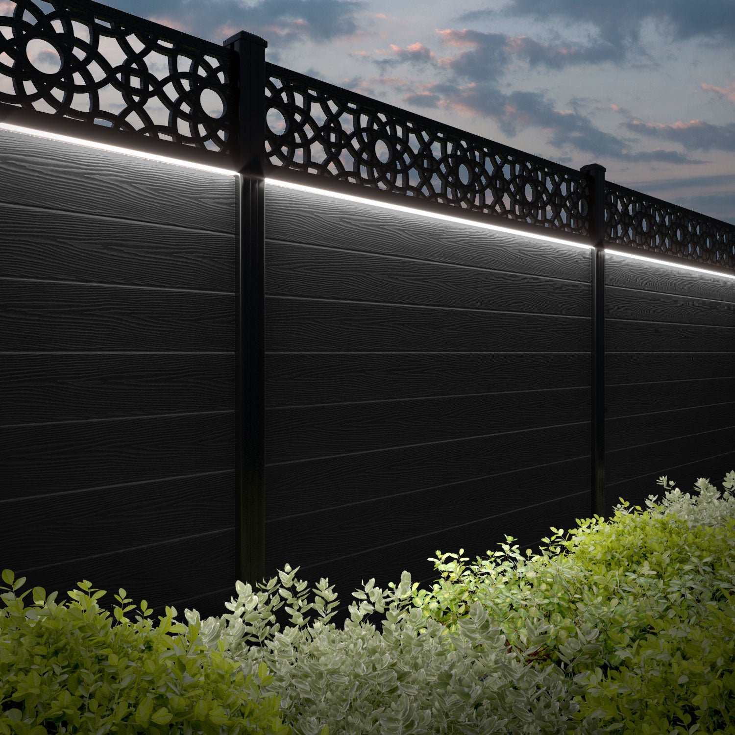 Classic Ambar Fence Panel - Black - with our composite posts