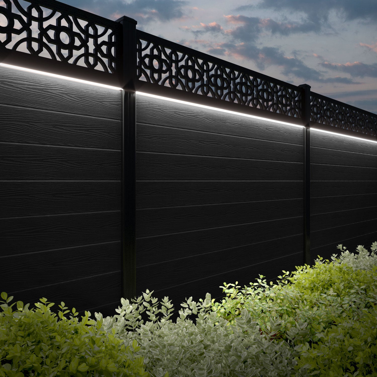 Classic Nabila Fence Panel - Black - with our composite posts