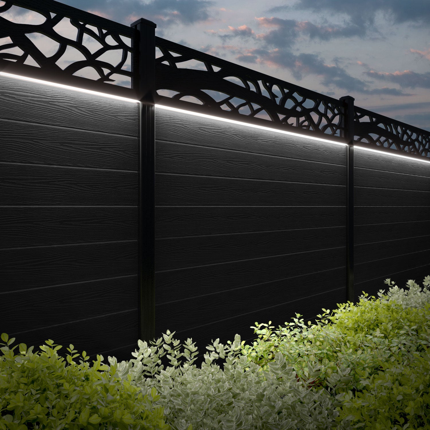 Classic Twilight Fence Panel - Black - with our composite posts