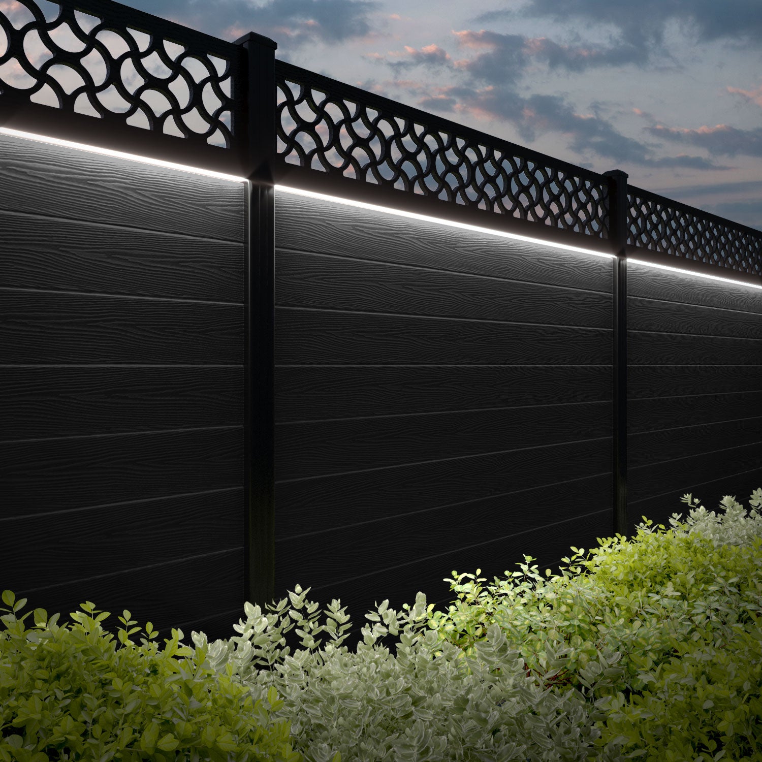 Classic Vida Fence Panel - Black - with our aluminium posts
