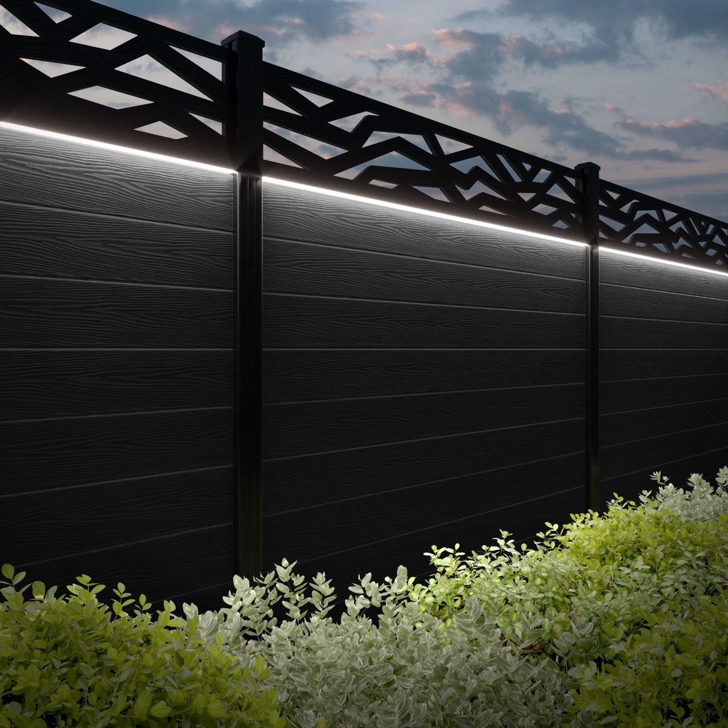 Classic Zenith Fence Panel - Black - with our aluminium posts