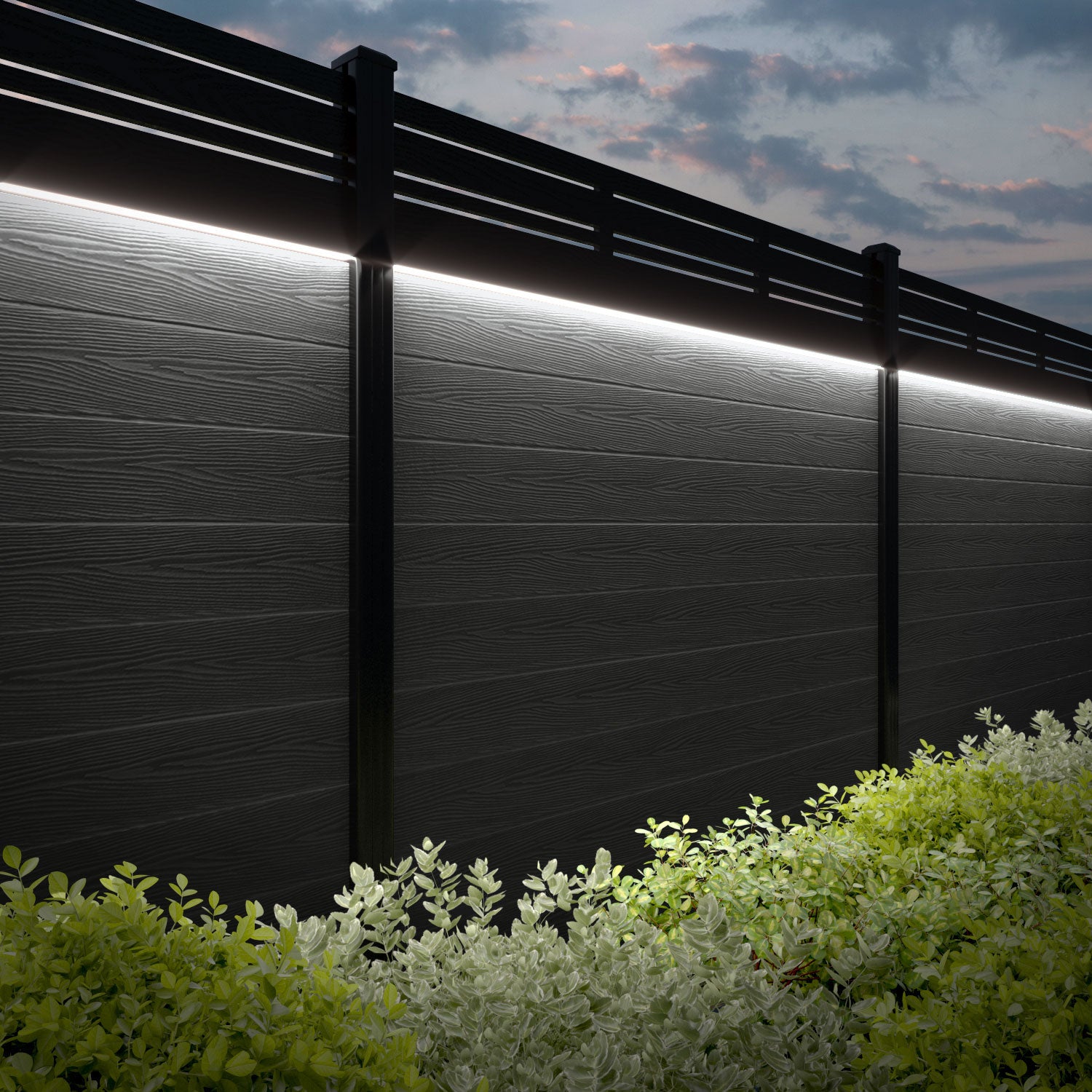 Classic Linea Fence Panel - Dark Grey - with our composite posts
