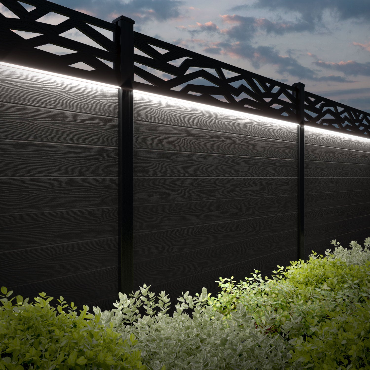 Classic Zenith Fence Panel - Dark Oak - with our composite posts