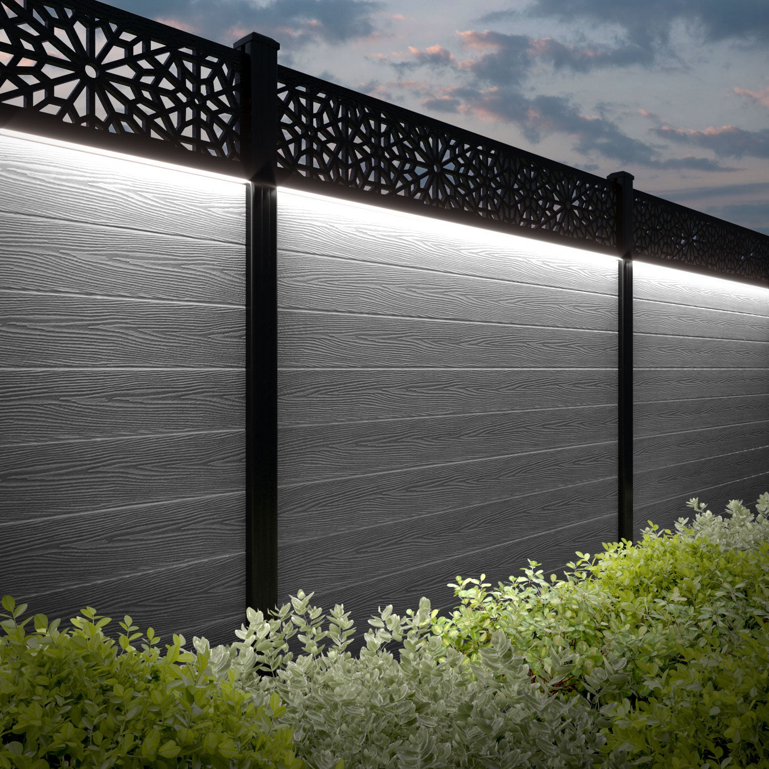 Classic Alnara Fence Panel - Light Grey - with our composite posts