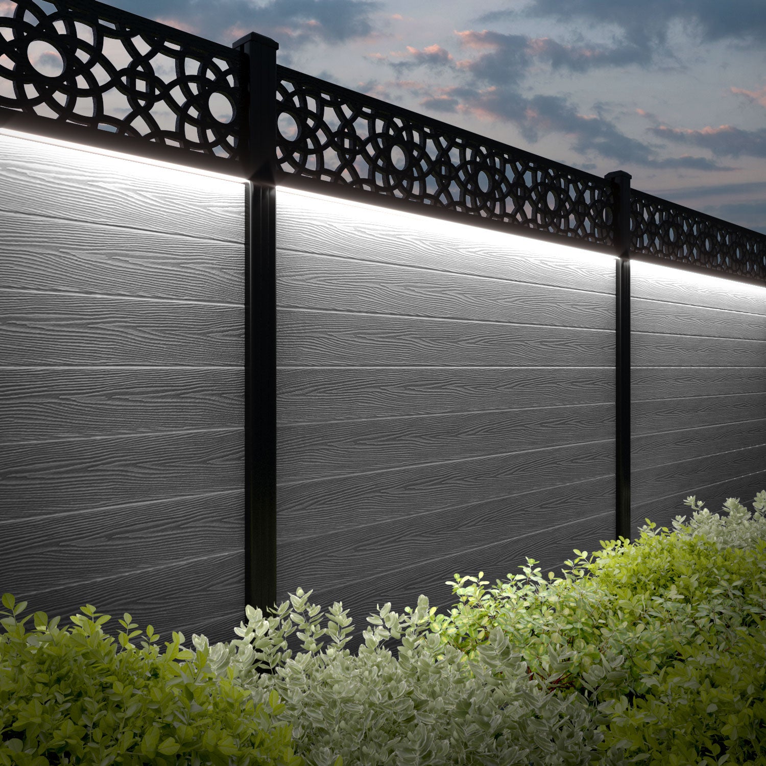 Classic Ambar Fence Panel - Light Grey - with our composite posts