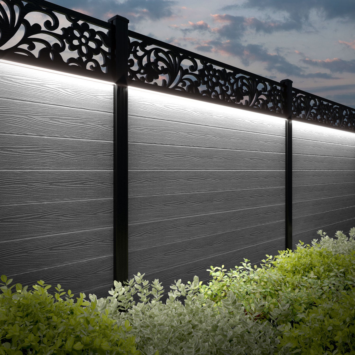 Classic Eden Fence Panel - Light Grey - with our composite posts