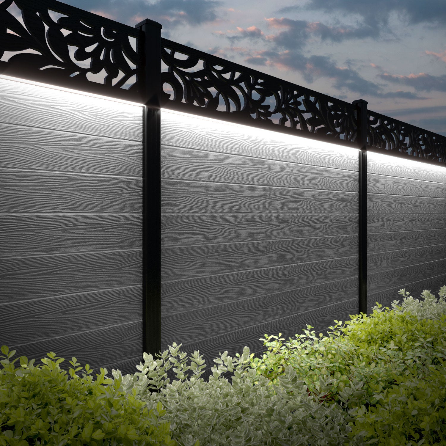 Classic Heritage Fence Panel - Light Grey - with our aluminium posts