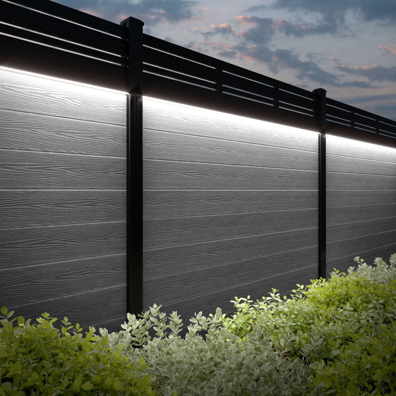 Classic Linea Fence Panel - Light Grey - with our aluminium posts