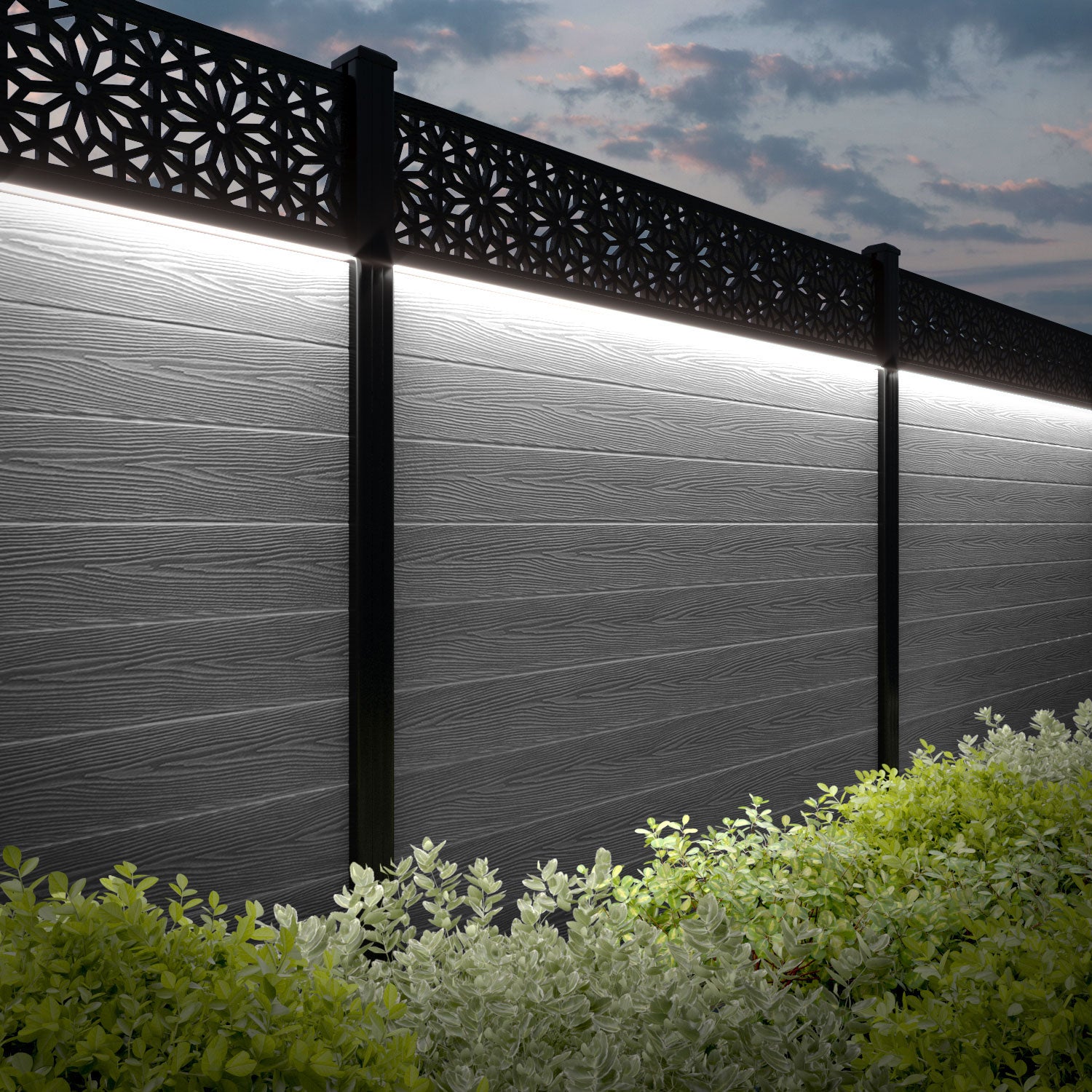 Classic Narwa Fence Panel - Light Grey - with our composite posts
