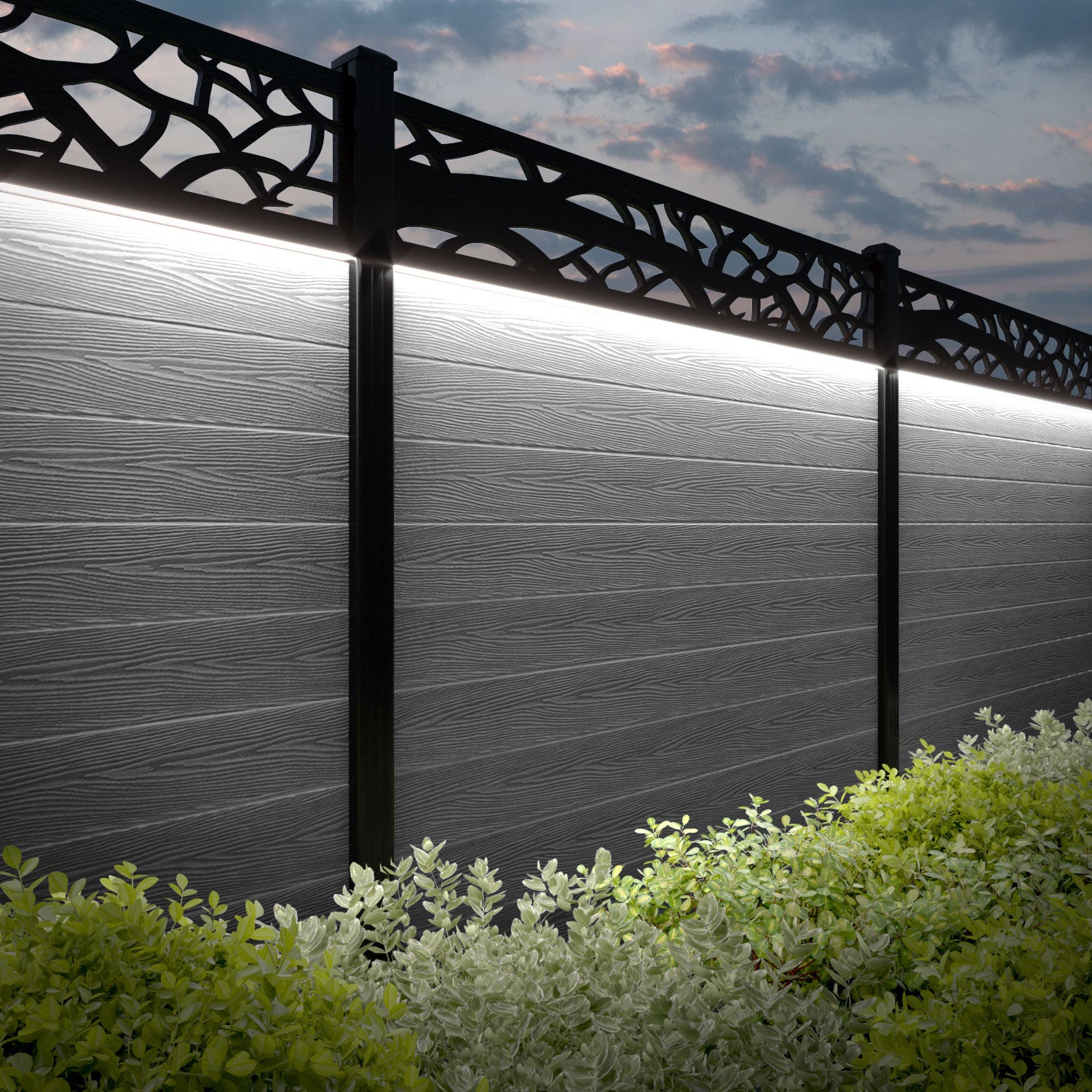 Classic Twilight Fence Panel - Light Grey - with our composite posts