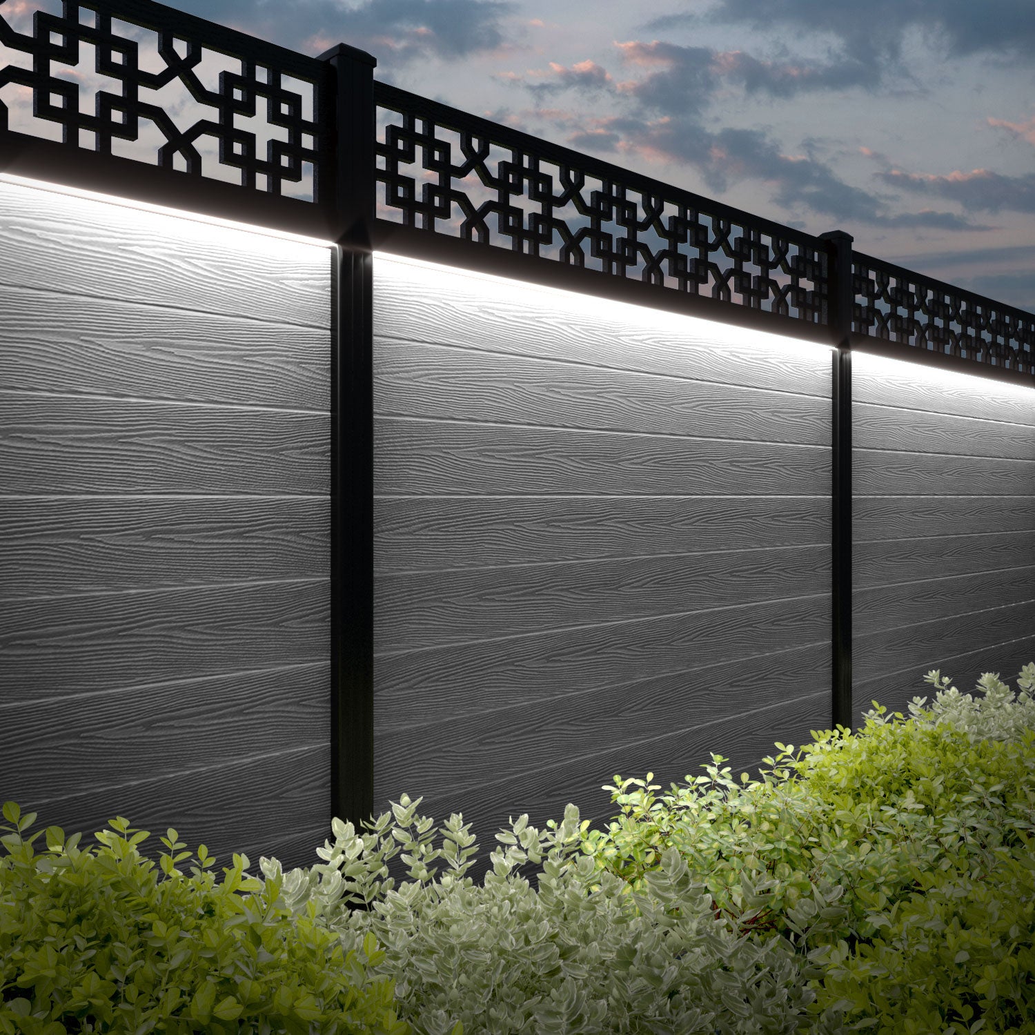 Classic Zaria Fence Panel - Light Grey - with our composite posts