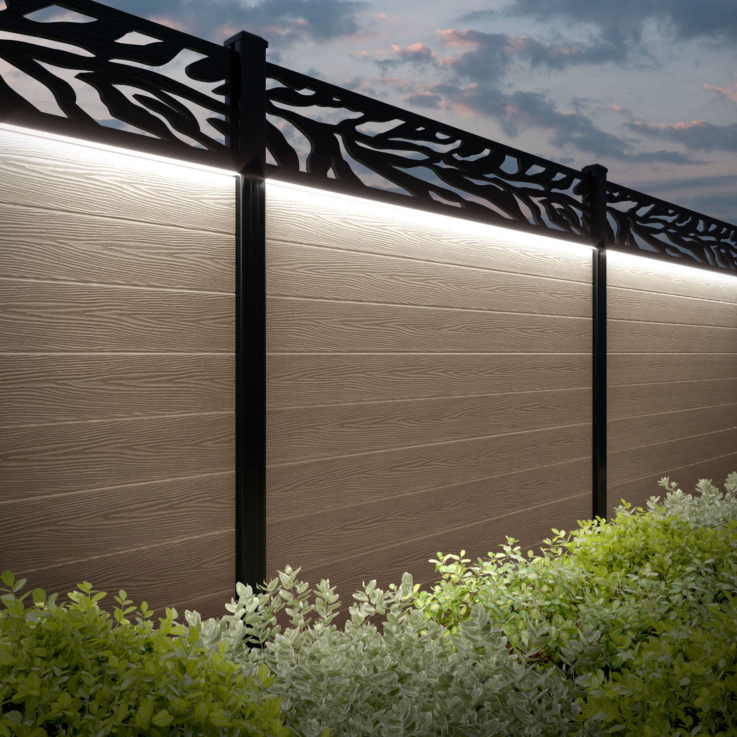 Classic Malawi Fence Panel - Light Oak - with our composite posts