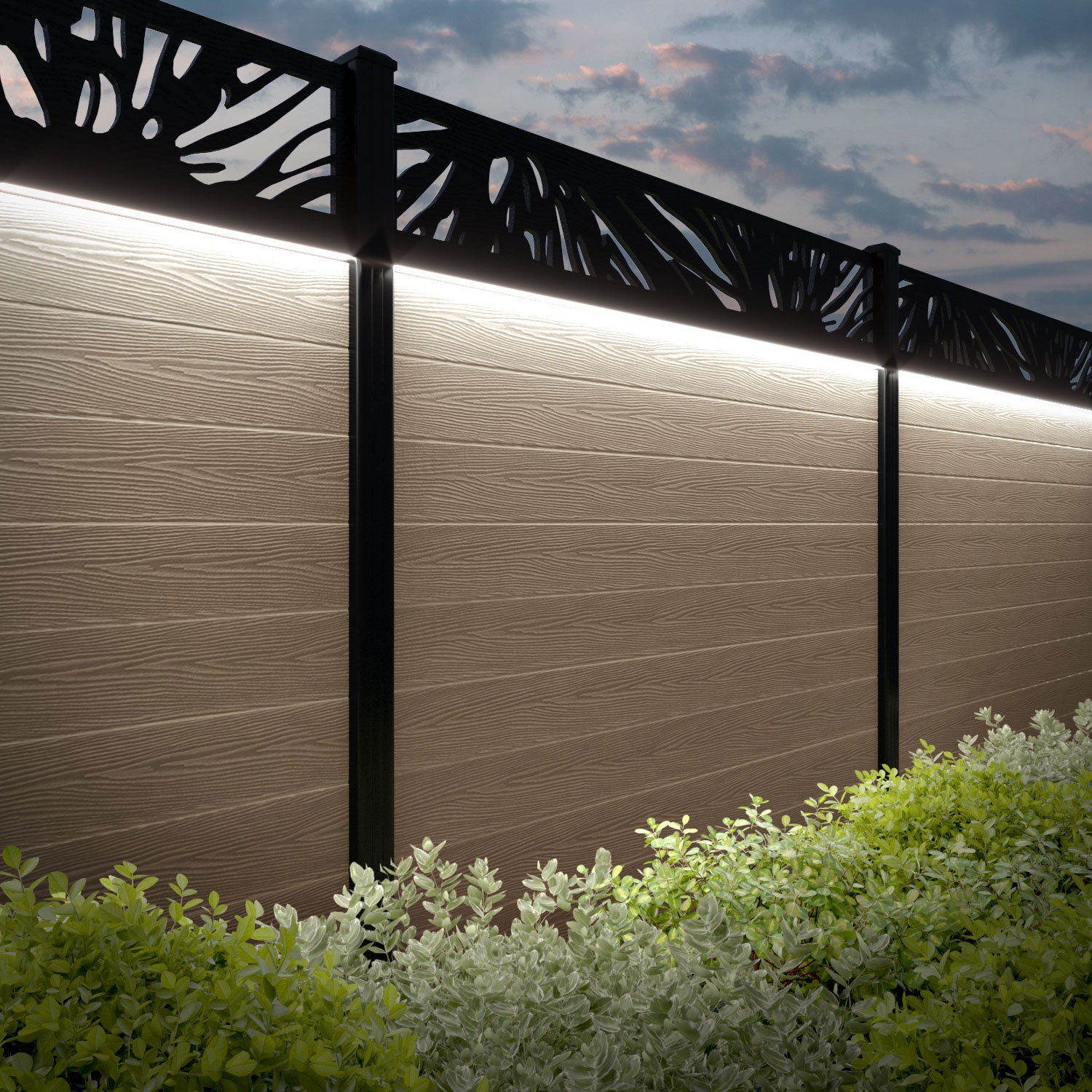 Classic Poppy Fence Panel - Light Oak - with our composite posts