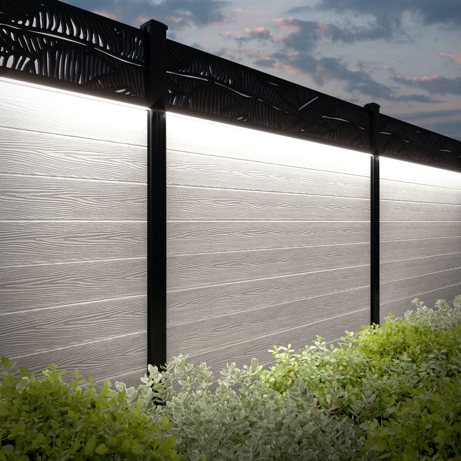 Classic Feather Fence Panel - Light Stone - with our composite posts