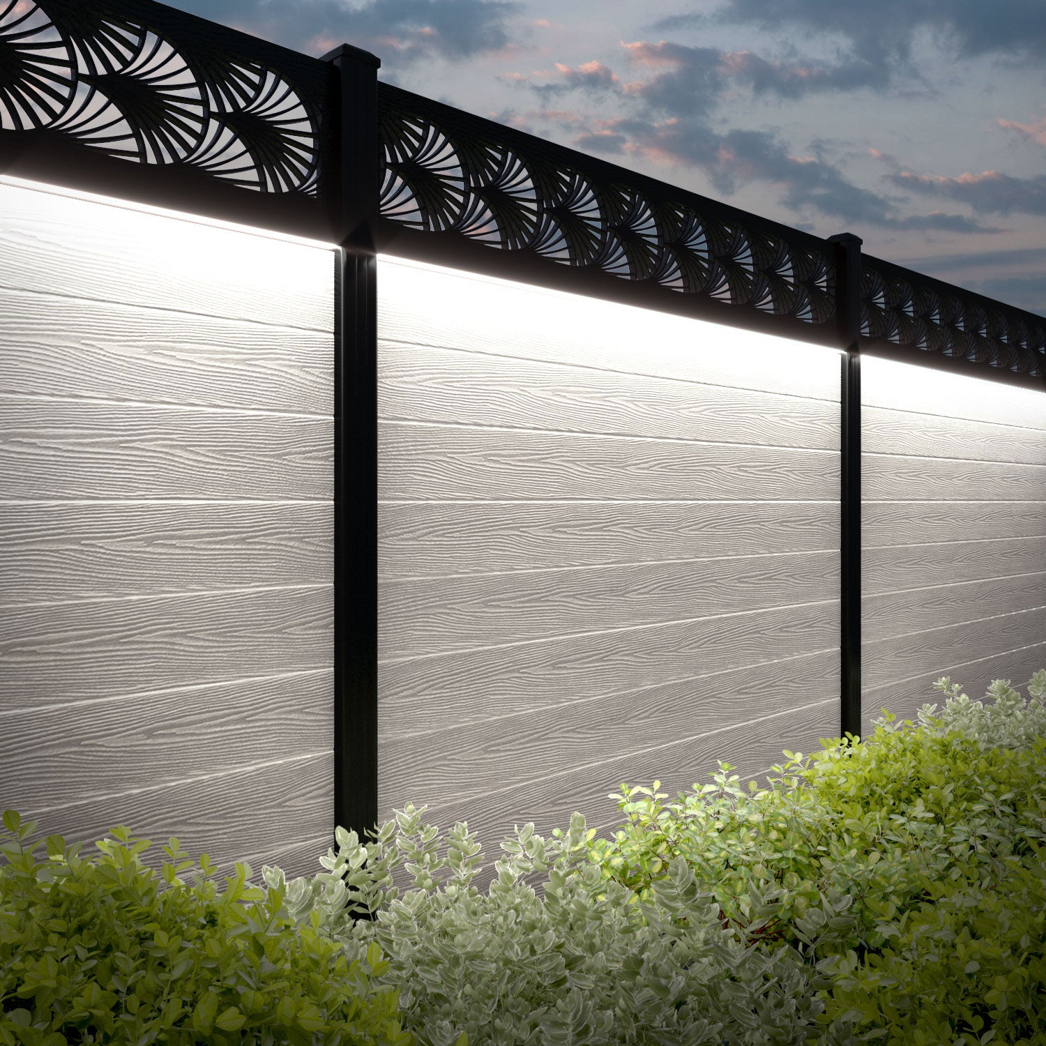 Classic Laurel Fence Panel - Light Stone - with our composite posts