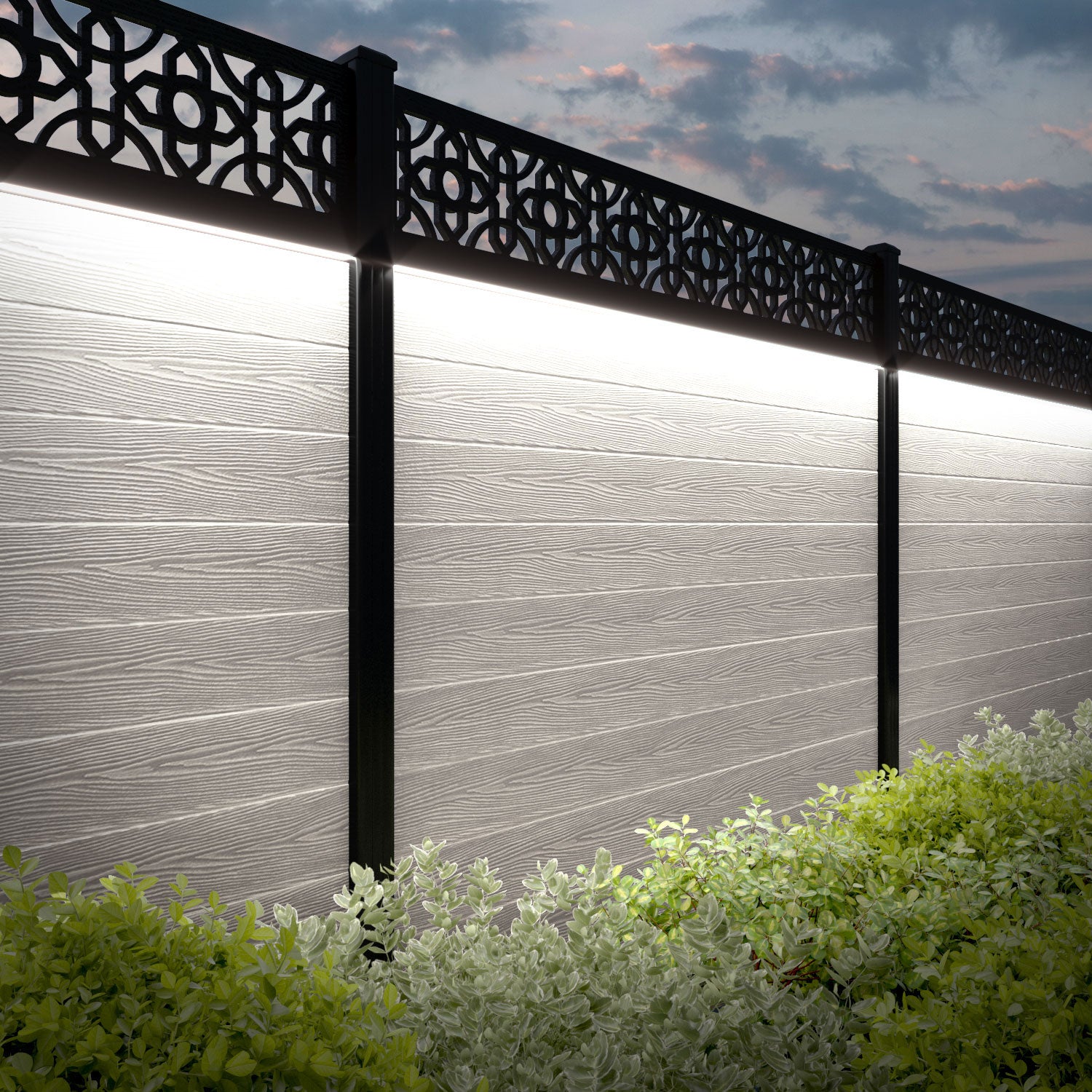 Classic Nabila Fence Panel - Light Stone - with our composite posts