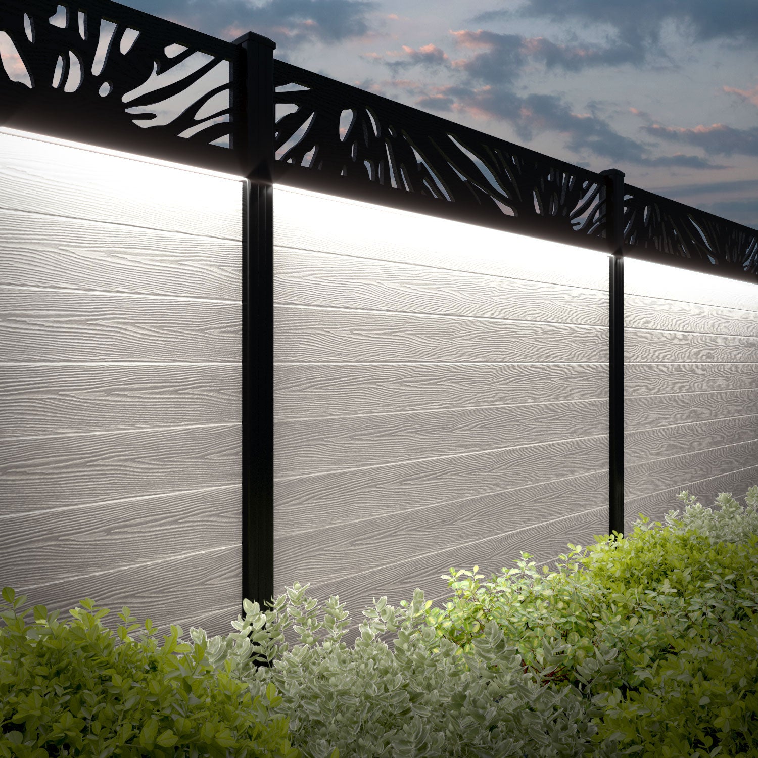 Classic Poppy Fence Panel - Light Stone - with our aluminium posts