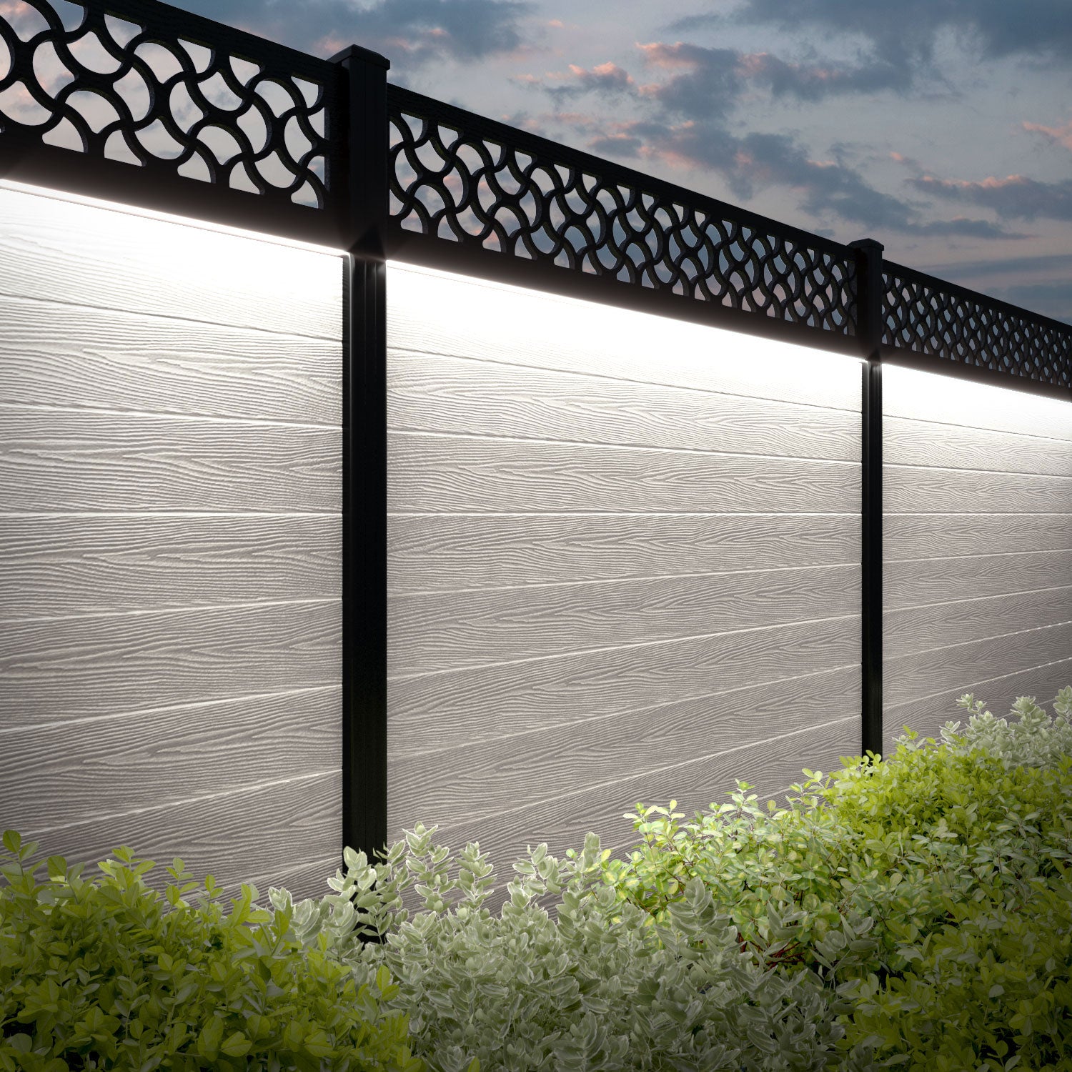 Classic Vida Fence Panel - Light Stone - with our aluminium posts
