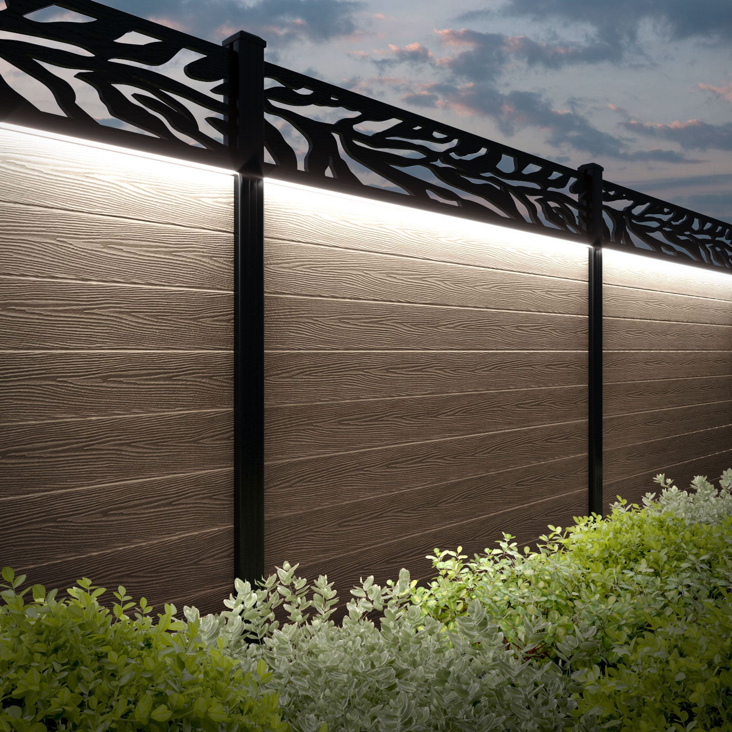 Classic Malawi Fence Panel - Teak - with our aluminium posts