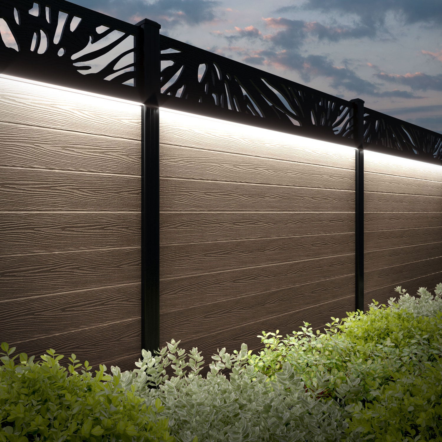 Classic Poppy Fence Panel - Teak - with our composite posts