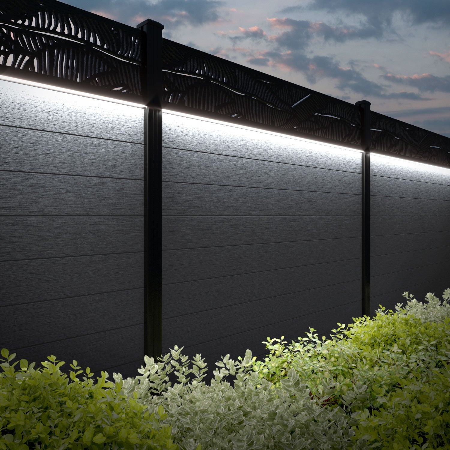 Fusion Feather Fence Panel - Anthracite - with our composite posts