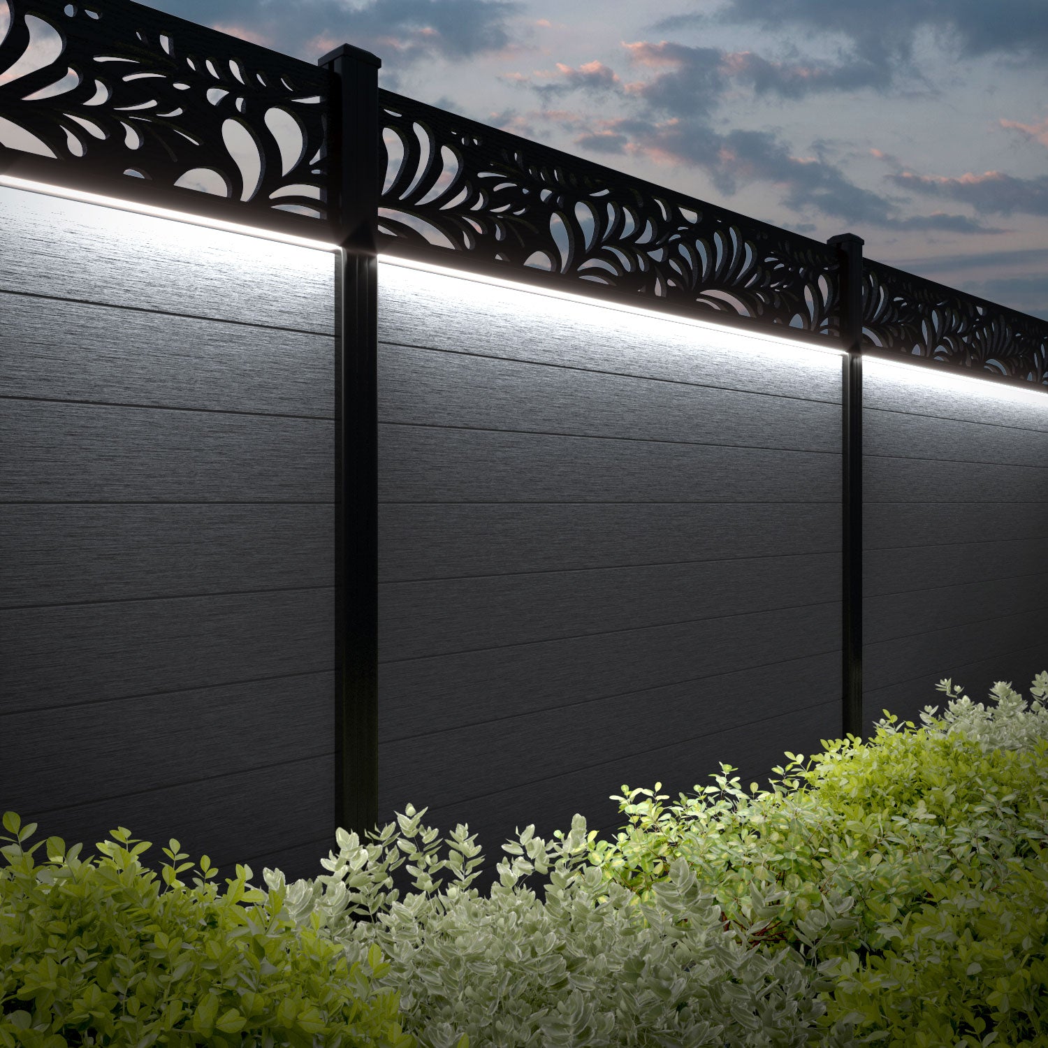Fusion Petal Fence Panel - Anthracite - with our composite posts