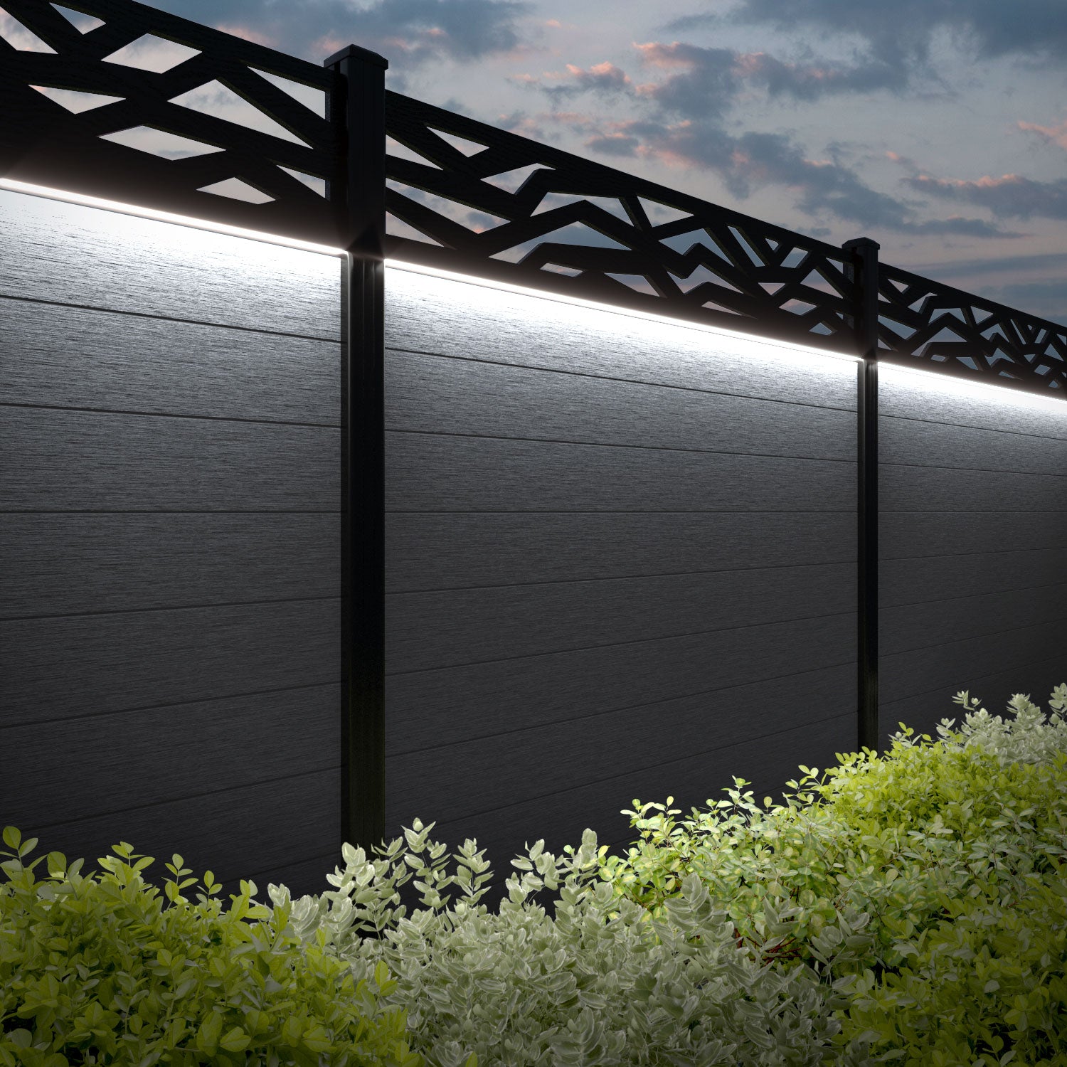 Fusion Zenith Fence Panel - Anthracite - with our composite posts