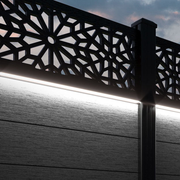 Fusion Alnara Fence Panel - Black - with our composite posts