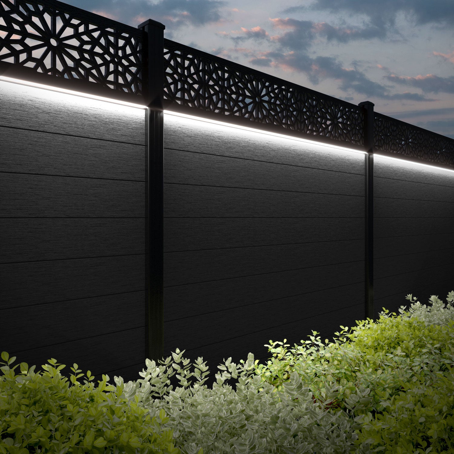 Fusion Alnara Fence Panel - Black - with our composite posts