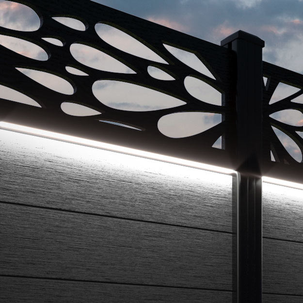 Fusion Blossom Fence Panel - Black - with our composite posts