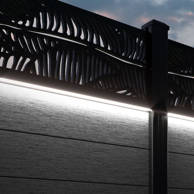 Fusion Feather Fence Panel - Black - with our composite posts